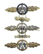 3 WWII GERMAN SQUADRON CLASPS FOR FIGHTER PILOTS.