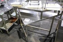 STAINLESS STEEL 49IN. TRIANGLE 2-TIER DISPLAY TABLE
