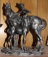 Large Western-Style Horse and Rider Statue