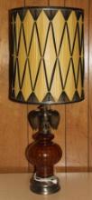 Great Orange Glass and Brass Eagle Vintage Lamp