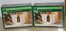 Two New Boxes Holiday Time Glass Hurricane Candle Holders