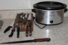 Knife Block with Knives and Slow cooker