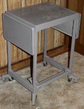 Metal Rolling Table with Drop Leaf Sides