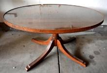 Oval Mahogany Coffee Table with Glass Top