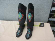 Womens Tall Black Leather Moccasins