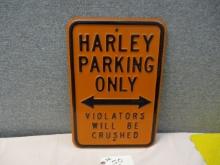 Stamped Tin Harley Parking Only Sign