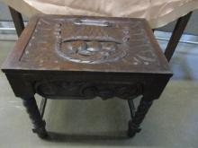 Wood Carved End Table