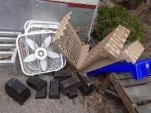 (4) Bread Trays, (3) Box Fans (Out In Weather), Group Of Well Ued Bread Pan