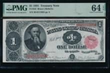 1891 $1 Treasury Note PMG 64EPQ