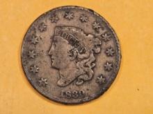 1830 Coronet Head Large Cent