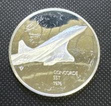 History Of Flight Concorde SST 1976 Sterling Silver Coin 1.31 Oz