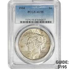 1934 Silver Peace Dollar PCGS AU55