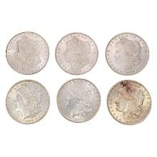 1878-1899 UNC Morgan Silver Dollars [6 Coins]
