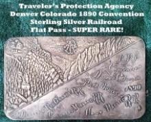 Rare 1890 Colorado TPA Convention "Pure Silver" Embossed Railroad Flat Pass