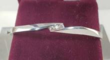 MCM 14K White Gold & Diamond Locking Hinged Bracelet