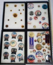 4 Trays of Vintage Presidential and Political Campaign Buttons and Related Items