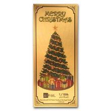 1/10 gram Gold Aurum Note - Merry Christmas - Tree, 24K