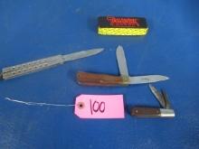 TOMAHAWK KNIFE, BARLOW KNIFE AND BUTTERFLY KNIFE