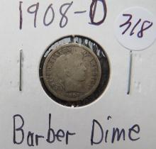 1908- O Barber Dime