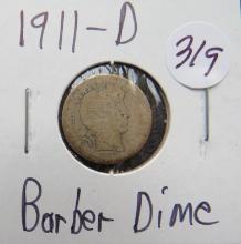 1911- D Barber Dime
