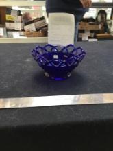 vintage cobalt, blue glass, weaved basket, pattern bowl