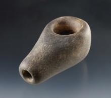 3" by 1 1/2" Ft. Ancient Pipe made from Sandstone. Found in Coshocton Co., Ohio. Bennett COA.