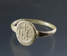 Nice 3/4" Trade Ring with cross. Found at the White Springs Site in Geneva, New York.