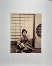 Kusakabe Kimbei Japanese 1841-1934 Geisha with Gekkin 1880